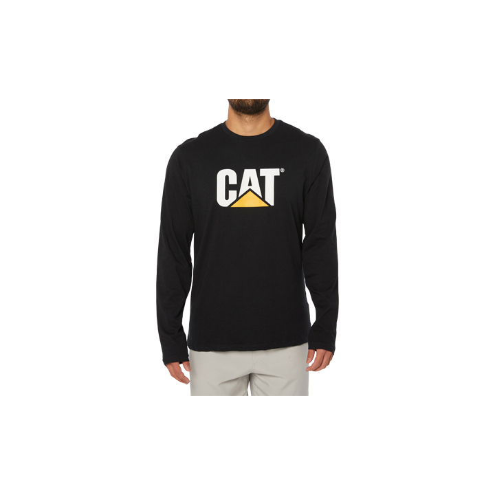 Caterpillar Clothing South Africa - Cat Men's Original Fit Ls Logo T-Shirts Black NB7521604